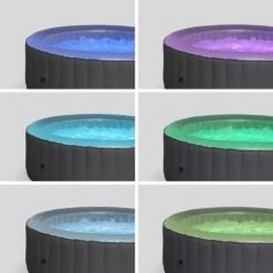 Spa Mspa Gonflable Rond – Glow 6 Gris - Spa Gonflable 6 Personnes Rond Avec Bande Led Intérieure. Système Anti-gel. Désinfection -VerdeLuxe 64627b8c5697f4.48338536