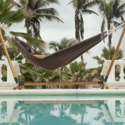 Toile De Hamac Marron. 1 Personne. 100% Polycoton. 220x140cm -VerdeLuxe 64627e17ee54c9.87274872