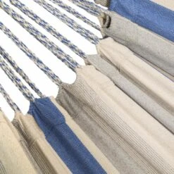 Toile De Hamac Rayée - Bleu Turquoise / Gris Clair / écru. 1 Personne. 100% Polycoton. 220x140cm 10 Toile De Hamac Rayée - Bleu Turquoise / Gris Clair / écru. 1 Personne. 100% Polycoton. 220x140cm -VerdeLuxe 64627e240f55b7.84826344