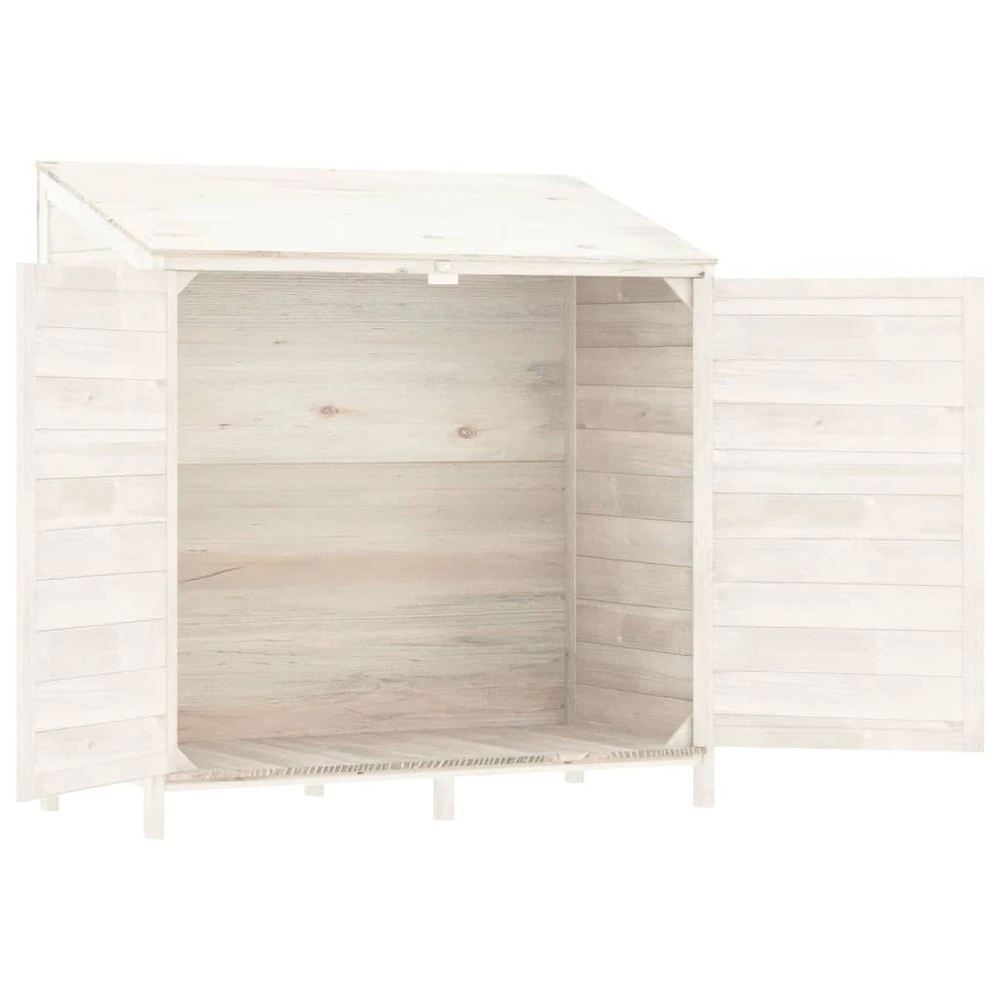 VIDAXL Remise De Jardin Blanc 102x52x112 Cm Bois De Sapin Solide 6 VIDAXL Remise De Jardin Blanc 102x52x112 Cm Bois De Sapin Solide – Image 4