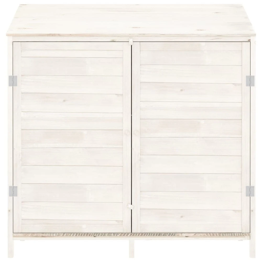 VIDAXL Remise De Jardin Blanc 102x52x112 Cm Bois De Sapin Solide 5 VIDAXL Remise De Jardin Blanc 102x52x112 Cm Bois De Sapin Solide – Image 3