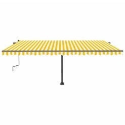 VIDAXL Auvent Manuel Rétractable Avec Led 500x300 Cm Jaune Et Blanc -VerdeLuxe 64671610acbe45.06108332