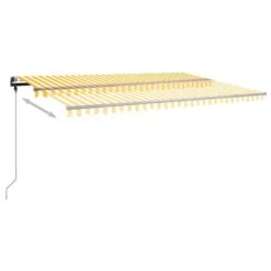 VIDAXL Auvent Manuel Rétractable Avec Led 500x300 Cm Jaune Et Blanc -VerdeLuxe 64671610b85506.82320741