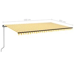 VIDAXL Auvent Manuel Rétractable 500x300 Cm Jaune Et Blanc -VerdeLuxe 64671613b19f95.63166059