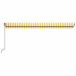 VIDAXL Auvent Manuel Rétractable 500x300 Cm Jaune Et Blanc -VerdeLuxe 64671613bb31f7.65363551