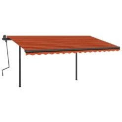VIDAXL Auvent Automatique Rétractable Poteaux 4x3,5 M Orange Marron -VerdeLuxe 64671619db05d2.21879902
