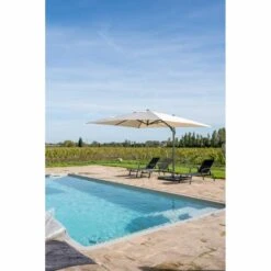 Parasol Déporté Ecru + Dalle Et Housse L400xh272xl300 - Gabin - Cezare