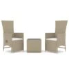 VIDAXL Ensemble De Salon De Jardin 3 Pcs Beige Poly Rotin Et Acier -VerdeLuxe 646d14952b5936.63109405