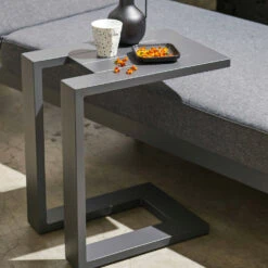 Lot De 2 Bains De Soleil Avec Tablettes En Aluminium Gris -VerdeLuxe 646e012116be70.08192979