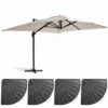 Parasol Déporté 3x4m Et 4 Dalles Lestées Aluminium Blanc -VerdeLuxe 646e58d3963bc4.22483393