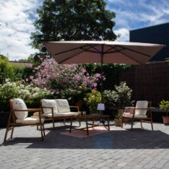 Parasol Déporté 2x3 M Et 4 Dalles Lestées Aluminium Taupe -VerdeLuxe 646e58e31818b3.39751076