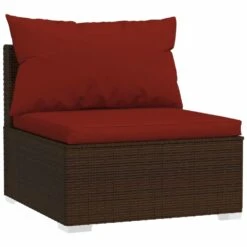 VIDAXL Salon De Jardin 3 Pcs Avec Coussins Résine Tressée Marron -VerdeLuxe 646f533335a410.11001297