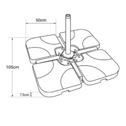 Oahu - Lot De 4 Dalles Carrées - Bases De Lestage Pour Parasol Pied En Croix - Remplissage Sable Ou Eau -VerdeLuxe 646f5505e0b823.93541877