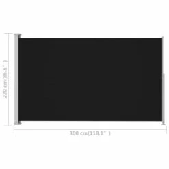 VIDAXL Auvent Latéral Rétractable De Patio 220x300 Cm Noir -VerdeLuxe 646fa6ae6d4e98.89708084