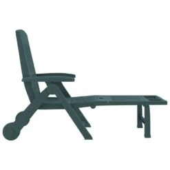 VIDAXL Chaise Longue Pliable Avec Roues Vert Pp -VerdeLuxe 6470a72d463a59.65136208