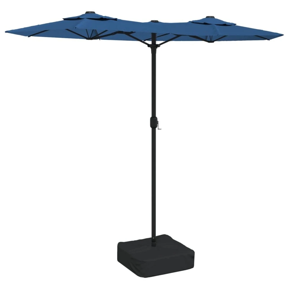 VIDAXL Parasol à Double Tête Avec Led Bleu Azuré 316x240 Cm 3 VIDAXL Parasol à Double Tête Avec Led Bleu Azuré 316x240 Cm