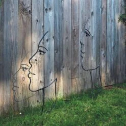 Déco Jardin Métal Visage Fil Ombre Noire - Noir 80 Cm -VerdeLuxe 64788fef87ee54.12015730