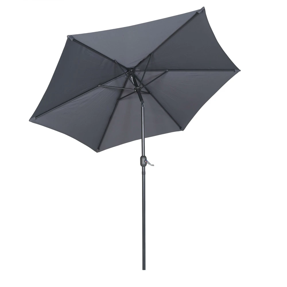 Parasol Droit Inclinable 3m Et 4 Dalles Lestées Aluminium Gris 5 Parasol Droit Inclinable 3m Et 4 Dalles Lestées Aluminium Gris – Image 3