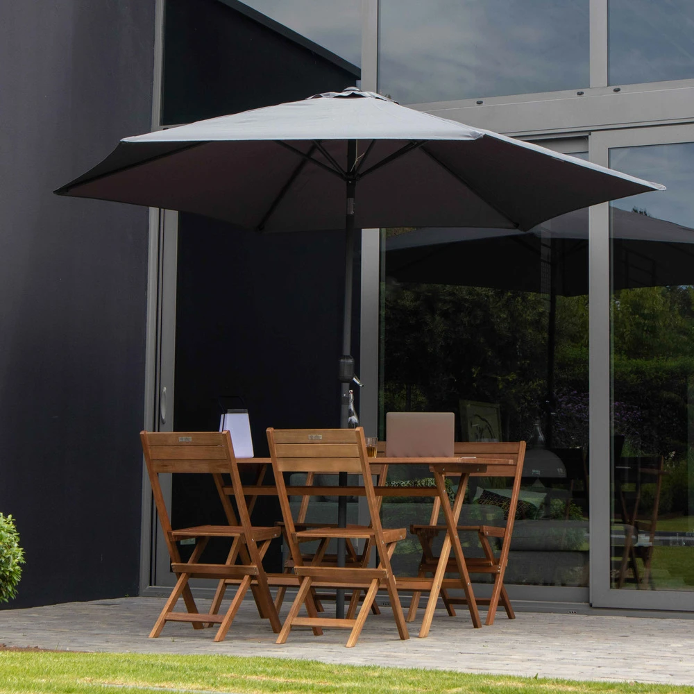 Parasol Droit Inclinable 3m Et 4 Dalles Lestées Aluminium Gris 7 Parasol Droit Inclinable 3m Et 4 Dalles Lestées Aluminium Gris – Image 5
