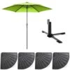 Parasol Droit Inclinable 3m Et 4 Dalles Lestées Aluminium Vert -VerdeLuxe 6480224054f284.50116028