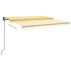 VIDAXL Auvent Automatique Capteur De Vent Et Led 5x3,5m Jaune Et Blanc -VerdeLuxe 6480d1d12f8a17.95736477