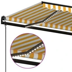 VIDAXL Auvent Automatique Capteur De Vent Led 600x350cm Jaune Et Blanc -VerdeLuxe 6480d1dbc4c585.46381652
