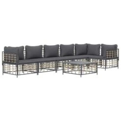 VIDAXL Salon De Jardin 7 Pcs Avec Coussins Anthracite Résine Tressée -VerdeLuxe 6480d2c4ca0b41.01987164