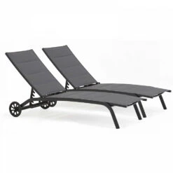 Lot De 2 Bains De Soleil En Aluminium Noir