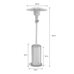 Lot De 2 Chauffages Extérieur à Gaz Gris. Parasols Chauffants De Terrasse Finland 12.5kw Avec Roulettes -VerdeLuxe 648318a4e2b888.07345010