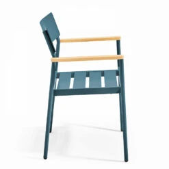 Fauteuil De Jardin En Aluminium Et Bois Bleu Canard -VerdeLuxe 648865188bbd91.29335193