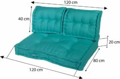 Coussins Palette Capitonné 120x80x20cm Bleu Caraïbes -VerdeLuxe 648b51cc666521.96011131
