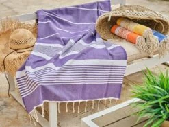 Fouta En Coton Arthur 100x200cm Violet -VerdeLuxe 648b51cdf38334.94703266