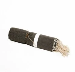 Fouta En Coton Tissage Nid D'abeille Spa 100x200cm Gris Foncé -VerdeLuxe 648b51ce6fb702.82383388