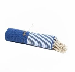 Fouta En Coton Tissage Nid D'abeille Ziwane 100x200cm Bleu Royal -VerdeLuxe 648b552ab942e5.25415584