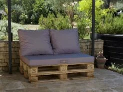 Lot Matelas Pour Palette Déhoussable Avec Assise De 120x80x10cm Et Dossier Gris Carbone -VerdeLuxe 648b5533c32420.68772042