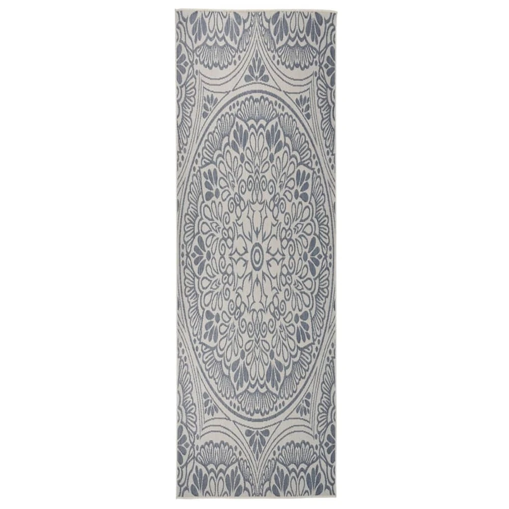 VIDAXL Tapis à Tissage Plat D'extérieur 80x250 Cm Motif Bleu 3 VIDAXL Tapis à Tissage Plat D'extérieur 80x250 Cm Motif Bleu