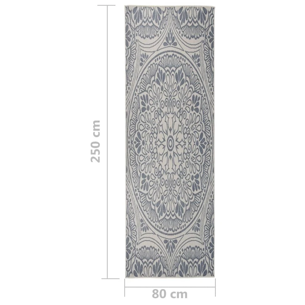 VIDAXL Tapis à Tissage Plat D'extérieur 80x250 Cm Motif Bleu 8 VIDAXL Tapis à Tissage Plat D'extérieur 80x250 Cm Motif Bleu – Image 6