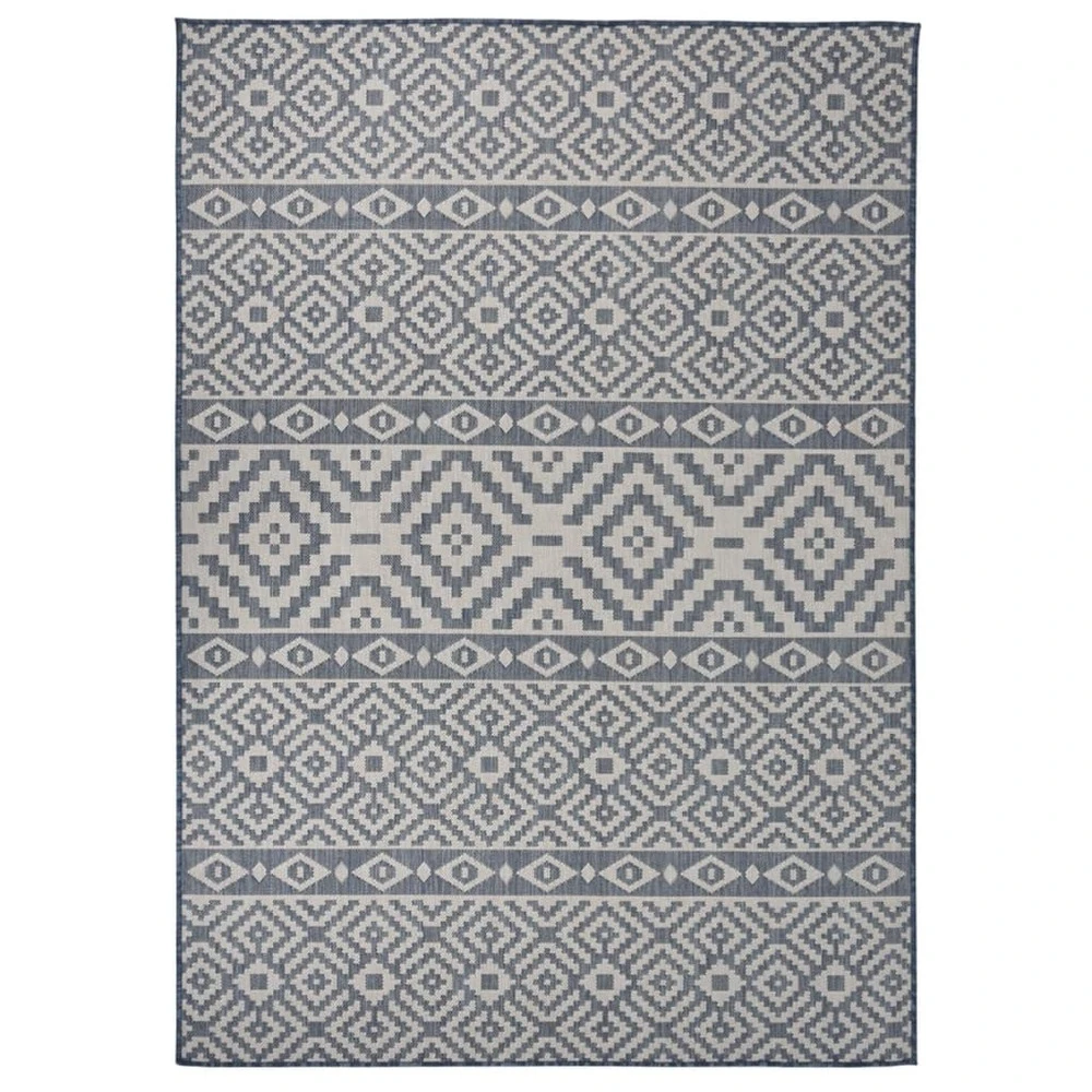 VIDAXL Tapis à Tissage Plat D'extérieur 140x200 Cm Rayures Bleues 3 VIDAXL Tapis à Tissage Plat D'extérieur 140x200 Cm Rayures Bleues