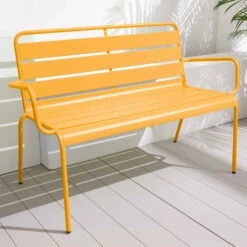 Banc De Jardin En Métal Jaune -VerdeLuxe 6494abd2df59d0.18989579
