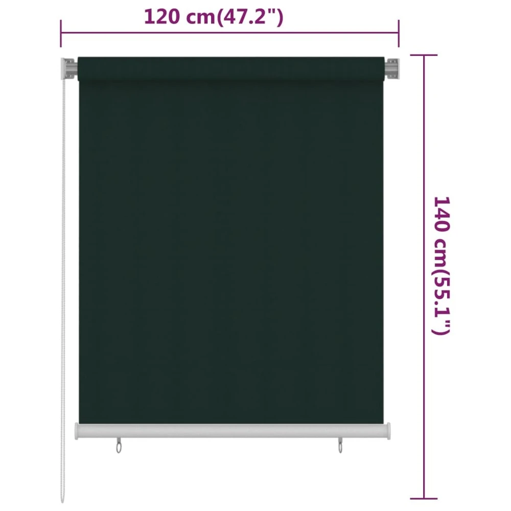 VIDAXL Store Roulant D'extérieur 120x140 Cm Vert Foncé Pehd 8 VIDAXL Store Roulant D'extérieur 120x140 Cm Vert Foncé Pehd – Image 6