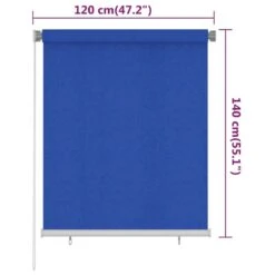VIDAXL Store Roulant D'extérieur 120x140 Cm Bleu Pehd -VerdeLuxe 6494b67a1fe9d8.48587537