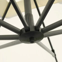 Parasol Déporté 3x3m Et 4 Dalles Lestées Aluminium Blanc -VerdeLuxe 6496c97757fff3.67954762