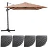 Parasol Déporté 3x3m Et 4 Dalles Lestées Aluminium Taupe -VerdeLuxe 6496c97841f837.95627296