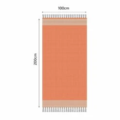 Fouta En Coton Tissage Nid D'abeille Ziwane 100x200cm Orange -VerdeLuxe 649911112c20e0.74871008