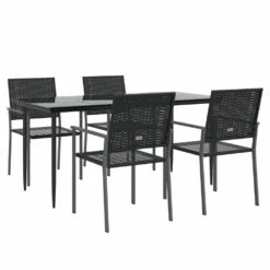 VIDAXL Ensemble à Manger De Jardin 5 Pcs Résine Tressée Acier -VerdeLuxe 64999d98473839.61205973
