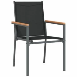 VIDAXL Ensemble à Manger De Jardin 5 Pcs Noir Textilène Et Acier -VerdeLuxe 64999da71b0341.29862907