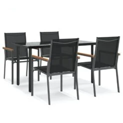 VIDAXL Ensemble à Manger De Jardin 5 Pcs Noir Textilène Et Acier