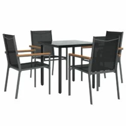 VIDAXL Ensemble à Manger De Jardin 5 Pcs Noir Textilène Et Acier 11 VIDAXL Ensemble à Manger De Jardin 5 Pcs Noir Textilène Et Acier -VerdeLuxe 6499a1051a94d2.88321815