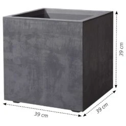 Pot Carré Millenium En Plastique Anthracite L.39 X L.39 X H.39cm -VerdeLuxe 694232 009