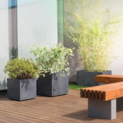 Pot Cube Millenium Plastique Réserve D'eau & Roulettes Anthracite 49cm 12 Pot Cube Millenium Plastique Réserve D'eau & Roulettes Anthracite 49cm -VerdeLuxe 814656 009